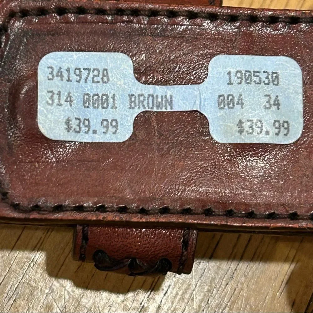 Brown Leather Braided Belt 34